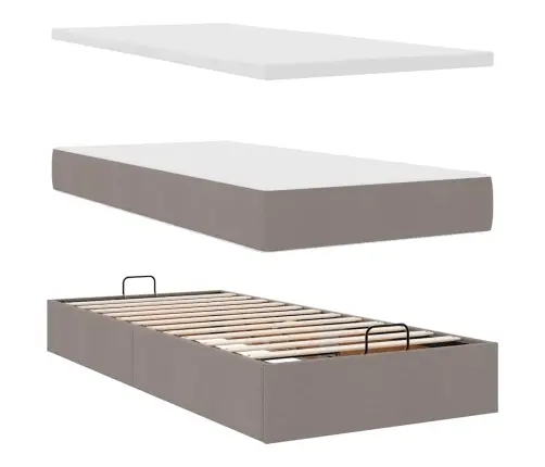 Osmaņu Gultas Rāmis Ar Matrača Pelēkbrūna 100X200 Cm Audums Vidaxl