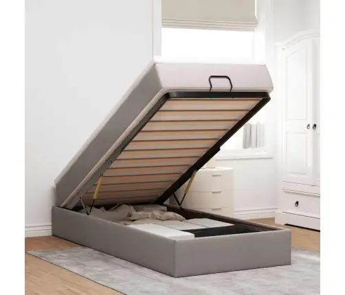 Osmaņu Gultas Rāmis Ar Matrača Pelēkbrūna 100X200 Cm Audums Vidaxl