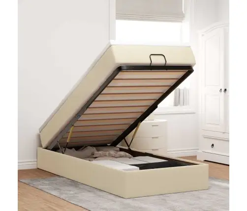 Osmaņu Gultas Rāmis Ar Matrača Krēma 100X200 Cm Audums Vidaxl