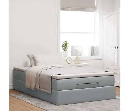 Osmaņu Gultas Rāmis Ar Matrača Gaiši Pelēks 120X190 Cm Audums Vidaxl Osmaņu Gultas Rāmis Ar Matrača Gaiši Pelēks 120X190 Cm Audums Vidaxl