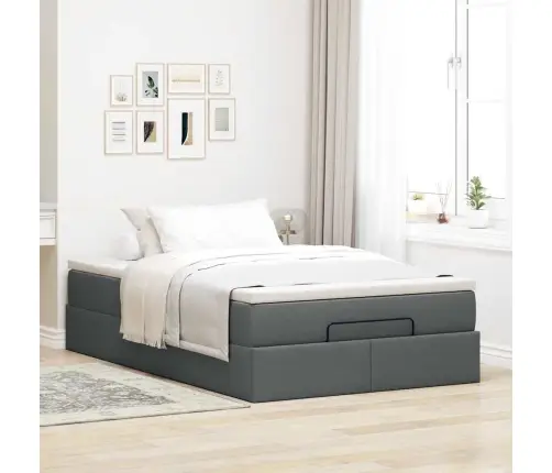 Osmanų Lova Su Čiužiniu, Pilkas, 120X190cm Audinys