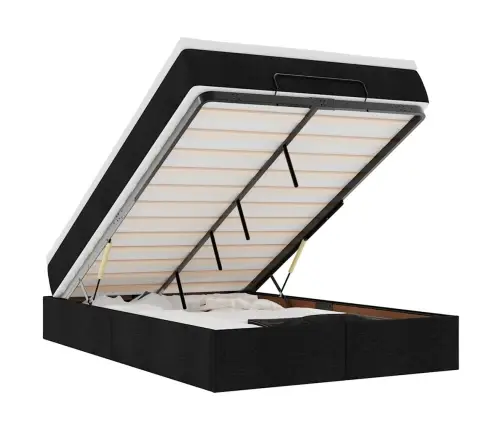 Osmaņu Gultas Rāmis Ar Matrača Melns 120X190 Cm Audums Vidaxl