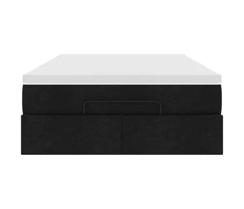 Osmaņu Gultas Rāmis Ar Matrača Melns 120X190 Cm Audums Vidaxl