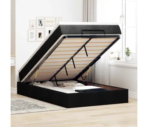 Osmaņu Gultas Rāmis Ar Matrača Melns 120X190 Cm Audums Vidaxl