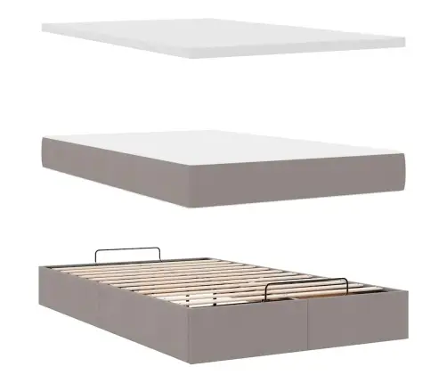 Osmaņu Gultas Rāmis Ar Matrača Pelēkbrūns 120X190Cm Audums Vidaxl