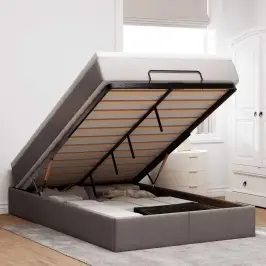 Osmaņu Gultas Rāmis Ar Matrača Pelēkbrūns 120X190Cm Audums Vidaxl