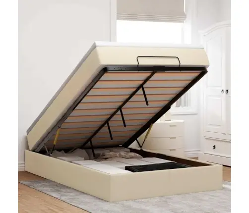 Osmaņu Gultas Rāmis Ar Matrača Krēmkrāsas 120X190 Cm Audums Vidaxl