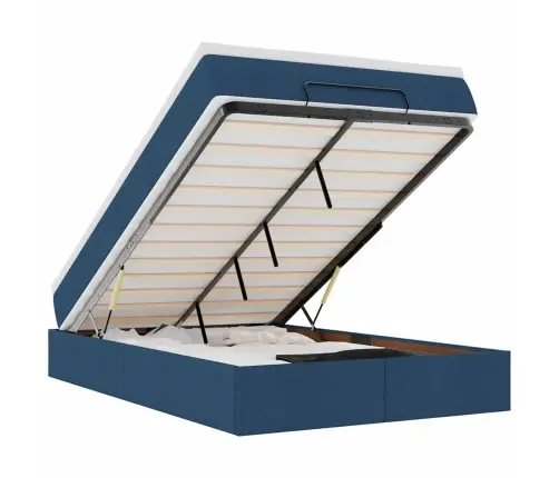 Osmaņu Gultas Rāmis Ar Matrača Zils 120X190Cm Audums Vidaxl