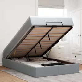 Osmaņu Gultas Rāmis Ar Matrača Gaiši Pelēks 120X200 Cm Audums Vidaxl