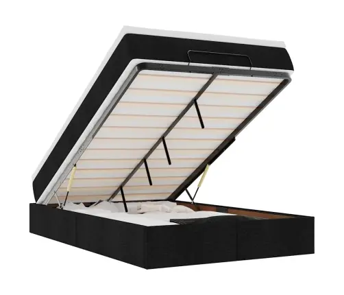 Ottomani Voodi Madratsiga, Must, 120X200 cm Kangas