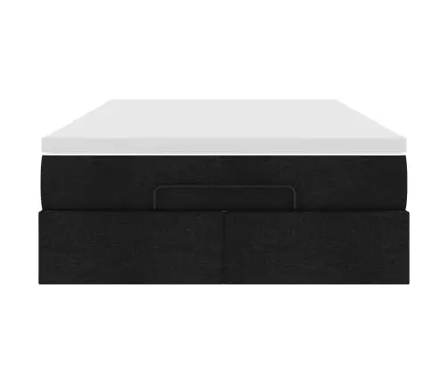 Ottomani Voodi Madratsiga, Must, 120X200 cm Kangas