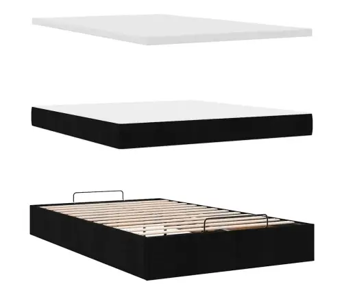 Ottomani Voodi Madratsiga, Must, 120X200 cm Kangas