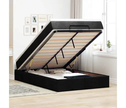 Ottomani Voodi Madratsiga, Must, 120X200 cm Kangas