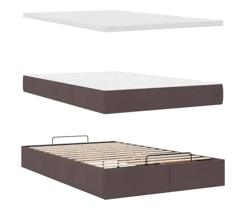 Osmaņu Gultas Rāmis Ar Matrača Tumši Brūns 120X200 Cm Audums Vidaxl