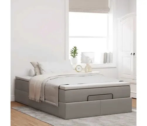 Osmanų Lovos Rėmas Su Čiužiniu, Taupe, 120X200cm Audinys