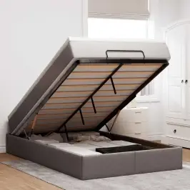 Osmanų Lovos Rėmas Su Čiužiniu, Taupe, 120X200cm Audinys