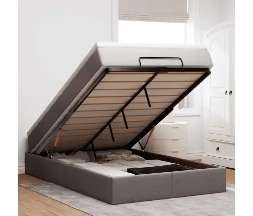 Osmanų Lovos Rėmas Su Čiužiniu, Taupe, 120X200cm Audinys