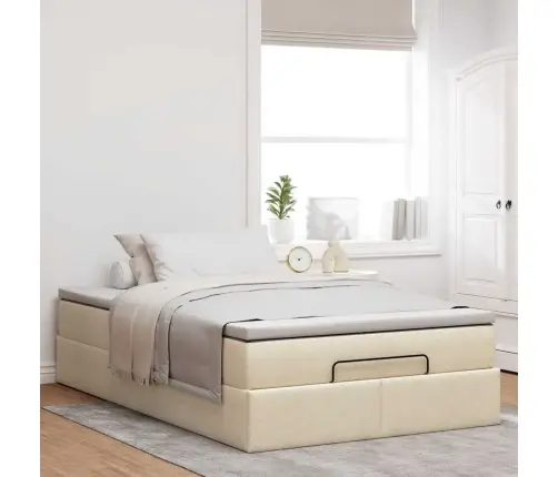 Osmanų Lovos Rėmas Su Čiužiniu, Kreminis, 120X200cm Audinys