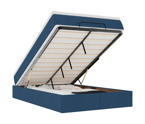 Osmaņu Gultas Rāmis Ar Matrača Zils 120X200 Cm Audums Vidaxl