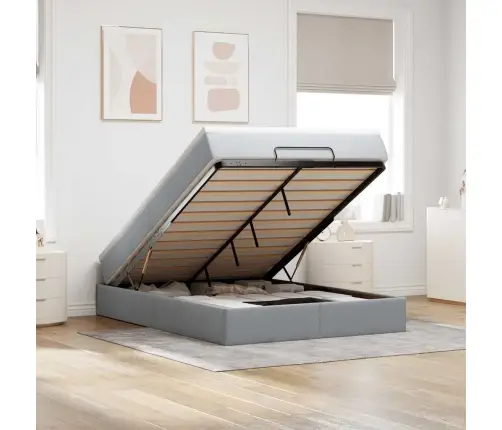 Osmanų Lova Su Čiužiniu, Pilkas, 140X190cm Audinys