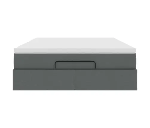 Osmaņu Gulta Ar Matraci, Tumši Pelēks, 140X190Cm, Audums Vidaxl