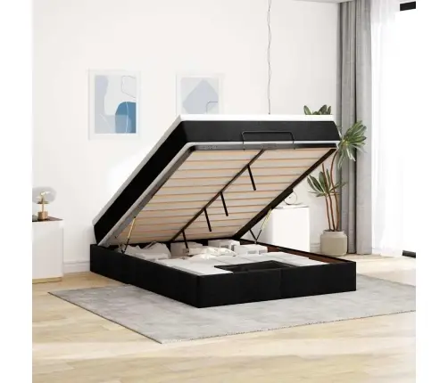 Osmaņu Gulta Ar Matraci, Melns, 140X190Cm, Audums Vidaxl