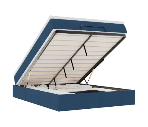 Osmanų Lova Su Čiužiniu, Mėlynas, 140X190cm Audinys