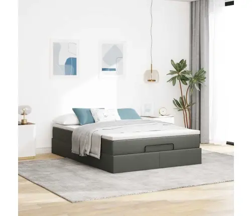 Osmaņu Gultas Rāmis Ar Matrača Tumši Pelēks 140X200 Cm Audums Vidaxl