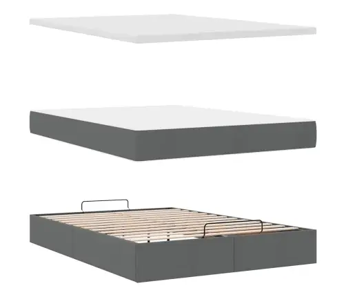 Osmaņu Gultas Rāmis Ar Matrača Tumši Pelēks 140X200 Cm Audums Vidaxl