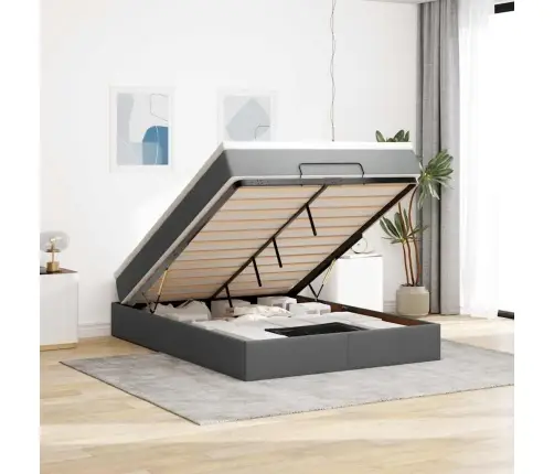 Osmaņu Gultas Rāmis Ar Matrača Tumši Pelēks 140X200 Cm Audums Vidaxl