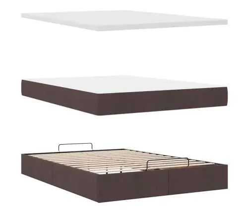 Osmaņu Gultas Rāmis Ar Matrača Tumši Pelēks 140X200Cm Audums Vidaxl