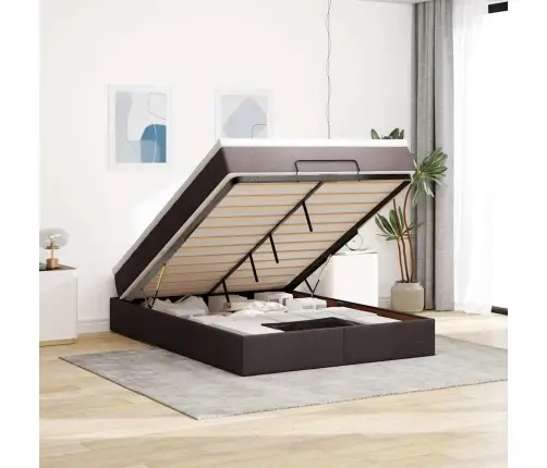 Osmaņu Gultas Rāmis Ar Matrača Tumši Pelēks 140X200Cm Audums Vidaxl