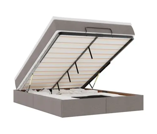 Osmanų Lova Su Čiužiniu, Taupe, 140X200cm Audinys