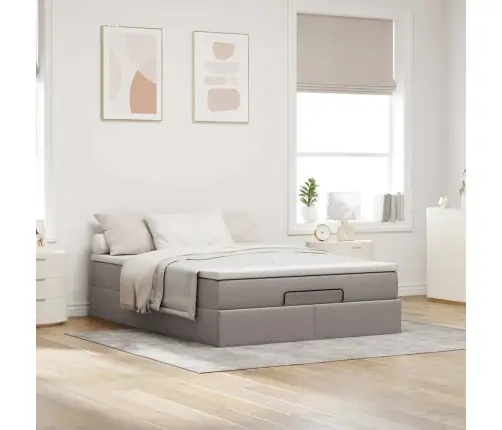 Osmanų Lova Su Čiužiniu, Taupe, 140X200cm Audinys