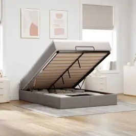 Osmanų Lova Su Čiužiniu, Taupe, 140X200cm Audinys