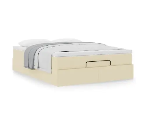 Osmaņu Gultas Rāmis Ar Matrača Krēma 140X200 Cm Audums Vidaxl