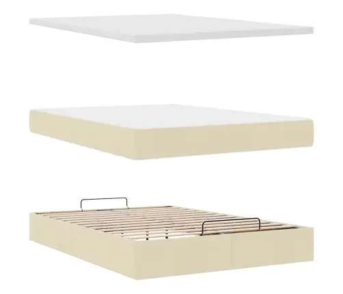 Osmaņu Gultas Rāmis Ar Matrača Krēma 140X200 Cm Audums Vidaxl