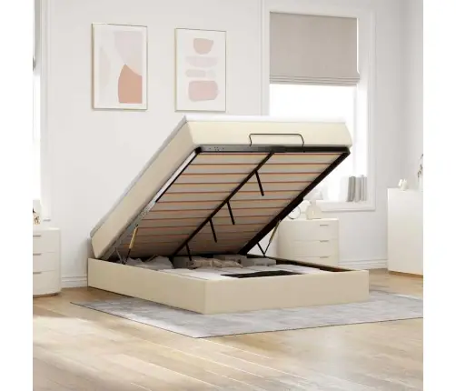 Osmaņu Gultas Rāmis Ar Matrača Krēma 140X200 Cm Audums Vidaxl