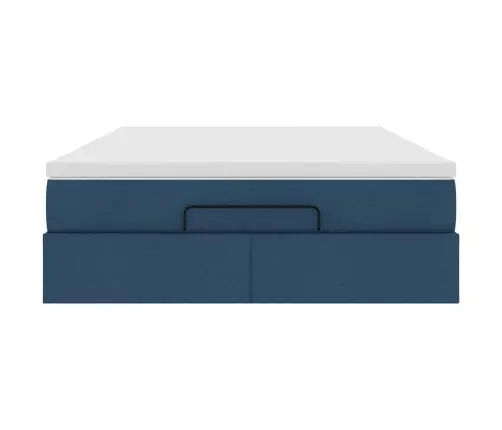 Osmaņu Gultas Rāmis Ar Matrača Zils 140X200Cm Audums Vidaxl