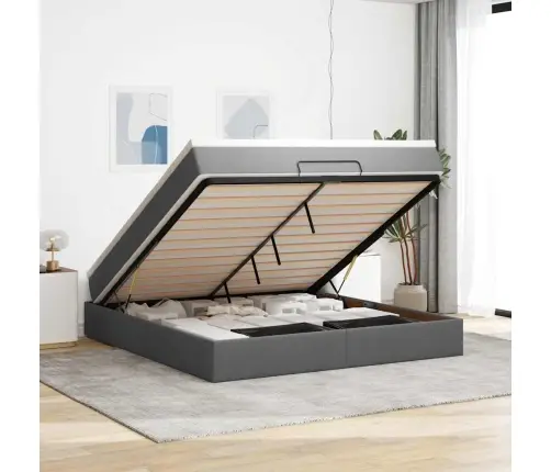 Osmaņu Gultas Rāmis Ar Matrača Tumši Pelēks 160X200 Cm Audums Vidaxl