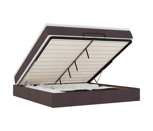 Osmaņu Gultas Rāmis Ar Matrača Tumši Brūns 160X200Cm Audums Vidaxl