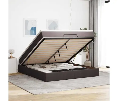 Osmaņu Gultas Rāmis Ar Matrača Tumši Brūns 160X200Cm Audums Vidaxl