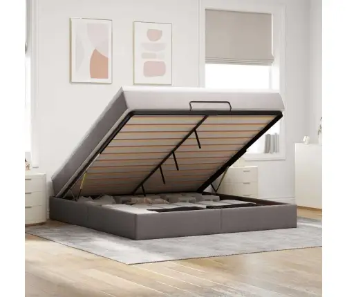 Osmaņu Gultas Rāmis Ar Matrača Pelēkbrūns 160X200Cm Audums Vidaxl