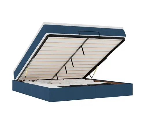 Osmanų Lovos Rėmas Su Čiužiniu, Mėlynas, 160X200 cm Audinys