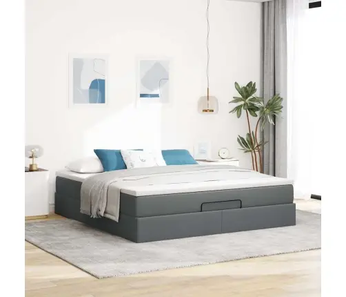 Osmaņu Gultas Rāmis Ar Matrača Tumši Pelēks 180X200Cm Audums Vidaxl