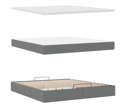 Osmaņu Gultas Rāmis Ar Matrača Tumši Pelēks 180X200Cm Audums Vidaxl