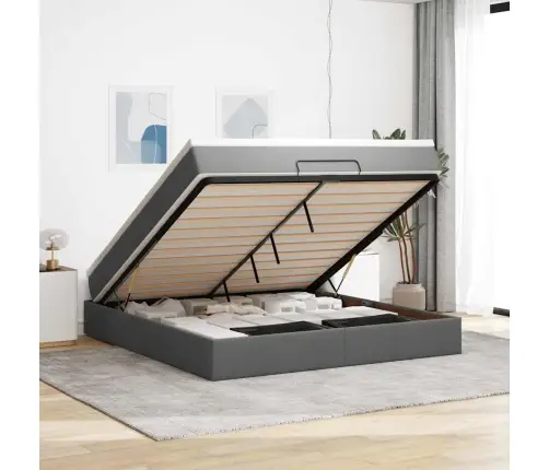 Osmaņu Gultas Rāmis Ar Matrača Tumši Pelēks 180X200Cm Audums Vidaxl