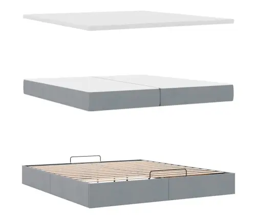 Osmaņu Gultas Rāmis Ar Matračiem Gaiši Pelēks 200X200Cm Audums Vidaxl