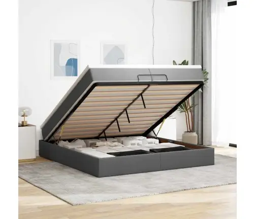 Osmaņu Gultas Rāmis Ar Matračiem Tumši Pelēks 200X200Cm Audums Vidaxl