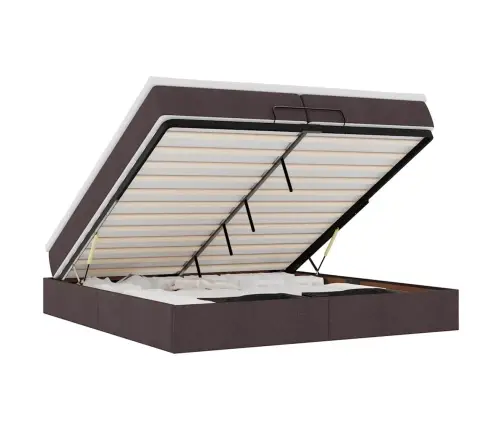 Osmaņu Gultas Rāmis Ar Matračiem Tumši Brūns 200X200Cm Audums Vidaxl